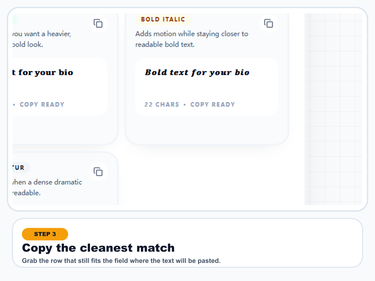 Copying a bold text result