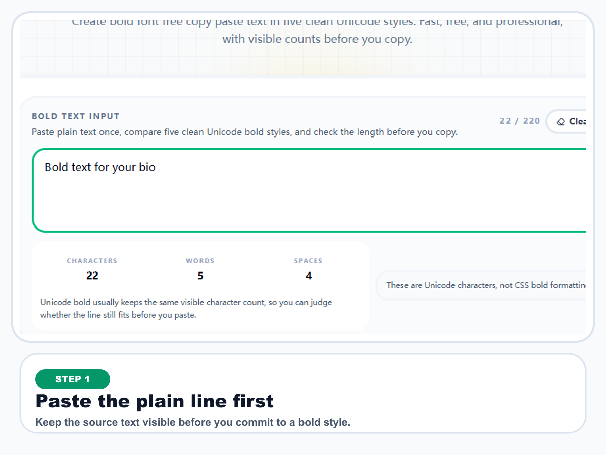 Plain text input