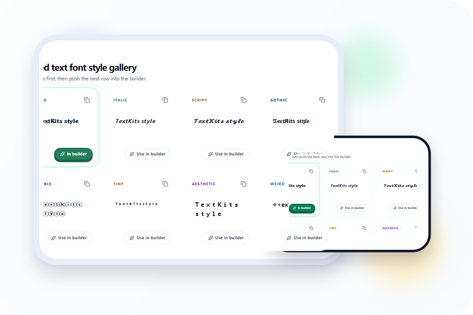 Bold, script, bubble, and aesthetic text style examples