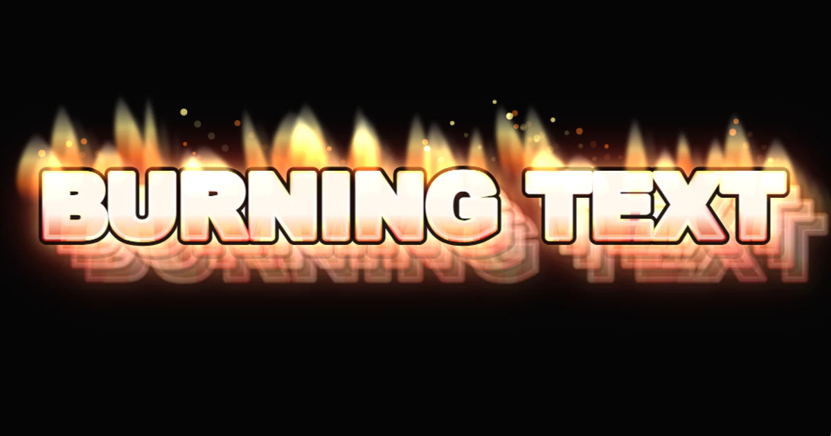 Burning text generator preview showing fire text with echo trails