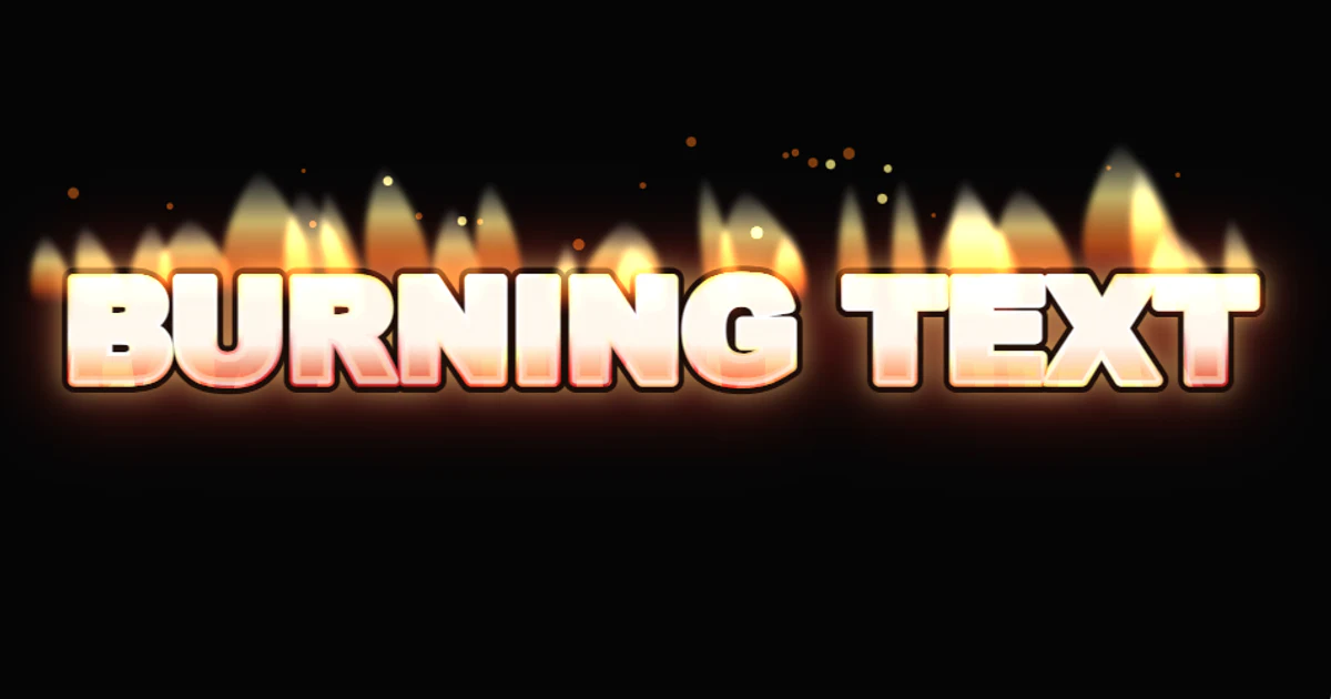 Burning text generator preview showing the base fire text effect