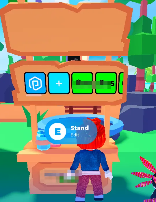 PLS DONATE booth with the E prompt to open Edit Booth